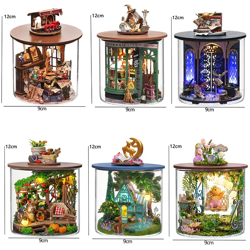 Wooden Mini DIY Doll house Kit For  Making And Assembling Room Models Toys Home And Bedroom Decorations With Furniture Dollhouse