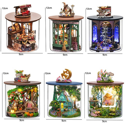 Wooden Mini DIY Doll house Kit For  Making And Assembling Room Models Toys Home And Bedroom Decorations With Furniture Dollhouse