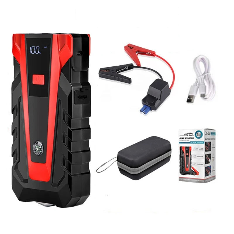 2026 New 12V Portable Jump Starter Equipped with Rechargeable Lithium Dual USB Ports LED Light Emergency Car Battery Booster