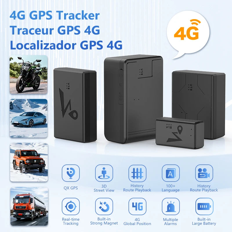 4G GPS Tracker for Car Motorcycle Truck Vehicle GPS Locator 20000/10000mAh Battery Long Standby Realtime GPS Track Position APP