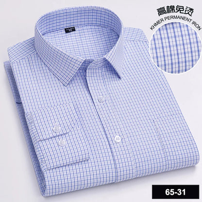 Men's High-quality Fashion Casual Print Plaid Stripe Long Sleeve Shirts Single Pocket Comfort Fit Business Formal Office Blouses