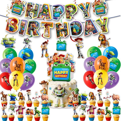 Toy Stories Theme Birthday Party DIY Decoration Toy Inspire Backdrop Hot Anime Cartoon Paper Plate Cup Birthday Party Supplies