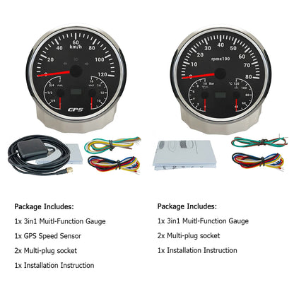 ELING 110mm Car 3in1 Multifunctional GPS Speedometer 120K 200K with Tachometer with Oil Pressure Water Temp Fuel Level Voltmeter