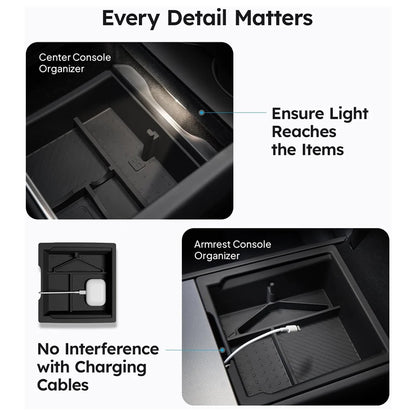 For Tesla Model Y Juniper 2025 & Model 3 Highland 2024 2025 ABS Center Console Organizer Tray Armrest Storage Box Accessories