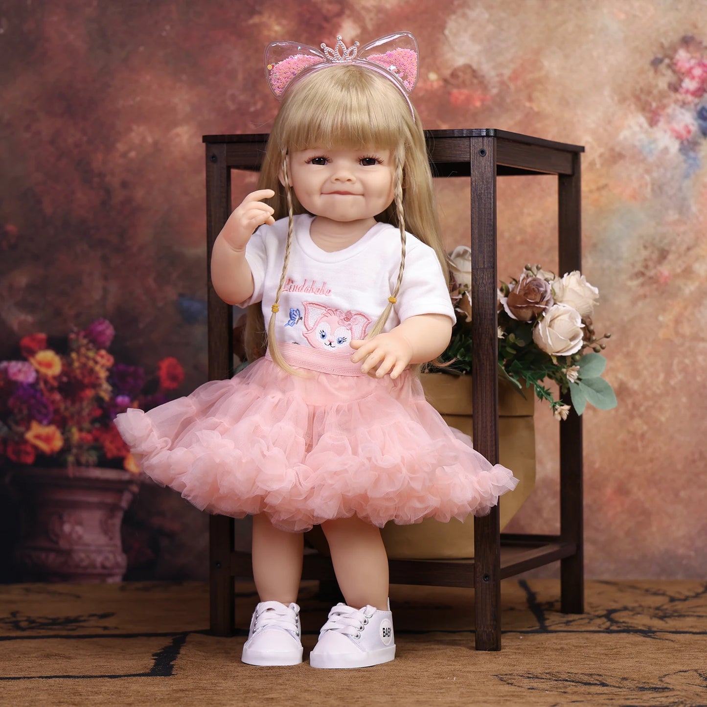 KEIUMI 55CM Reborn Baby Doll Silicone Vinyl Soft Touch Body Lifelike Handmade 3D Painted Skin Waterproof Bath Dolls Cuddly Toy