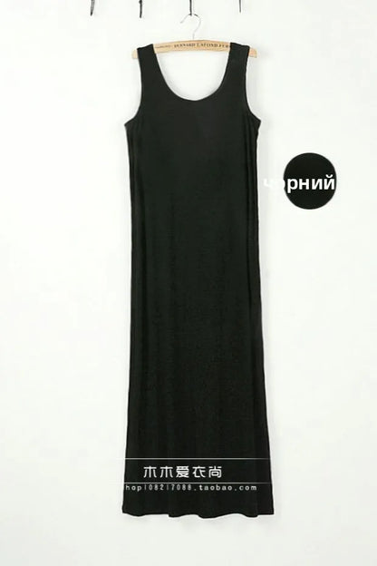 Spring Summer 2026 Women's Modal Long Sleeveless Dress Beachwear Base Layer Vest Skirt Large Size Korean Style Commute