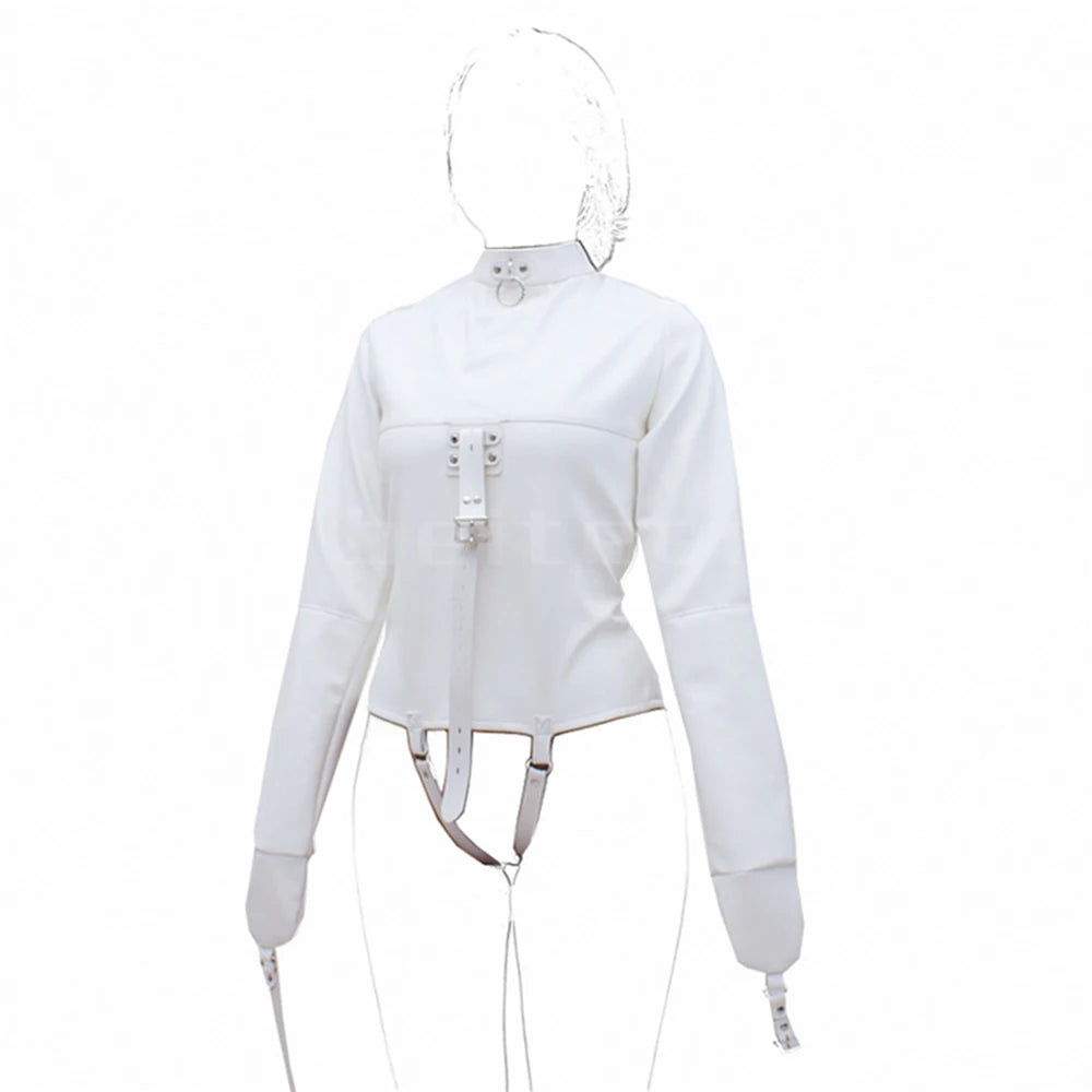 Female Sofe Leather Adjustable Binder Bondage Straitjacket Binding Slave Lockable Coat For Women Erotic Cosplay Adult Sex Toy
