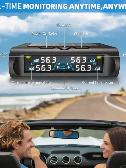 YNF Tire Pressure Monitor: 4 external sensors compatible Real-time tire pressure Temperature monitoring Non-destructive installa
