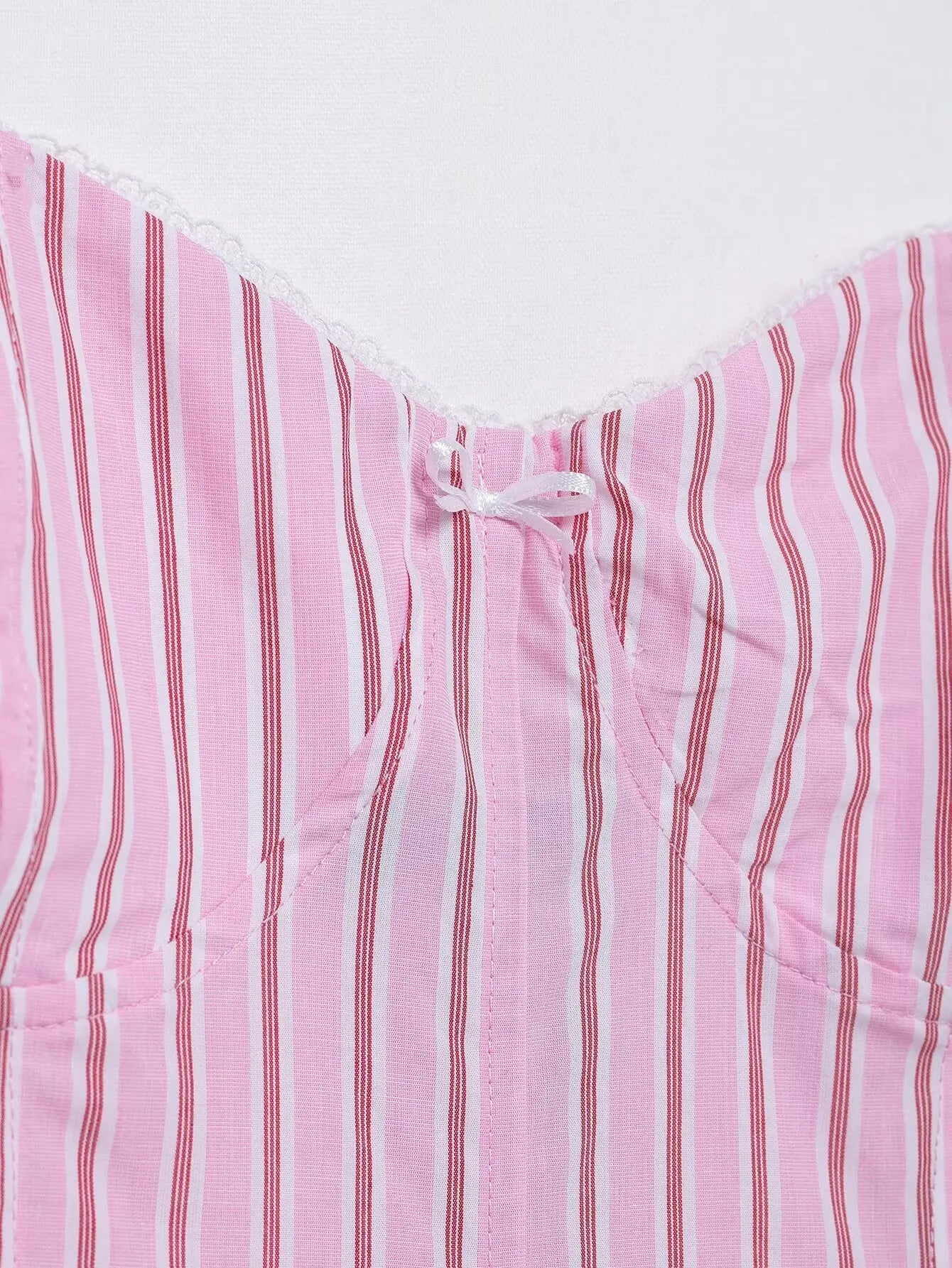 HH Women Striped Pants Suit Lapel Pocket Single-breasted Blouse+Side Zipper Lace Short Top+High Waist With Belt Poplin Pant