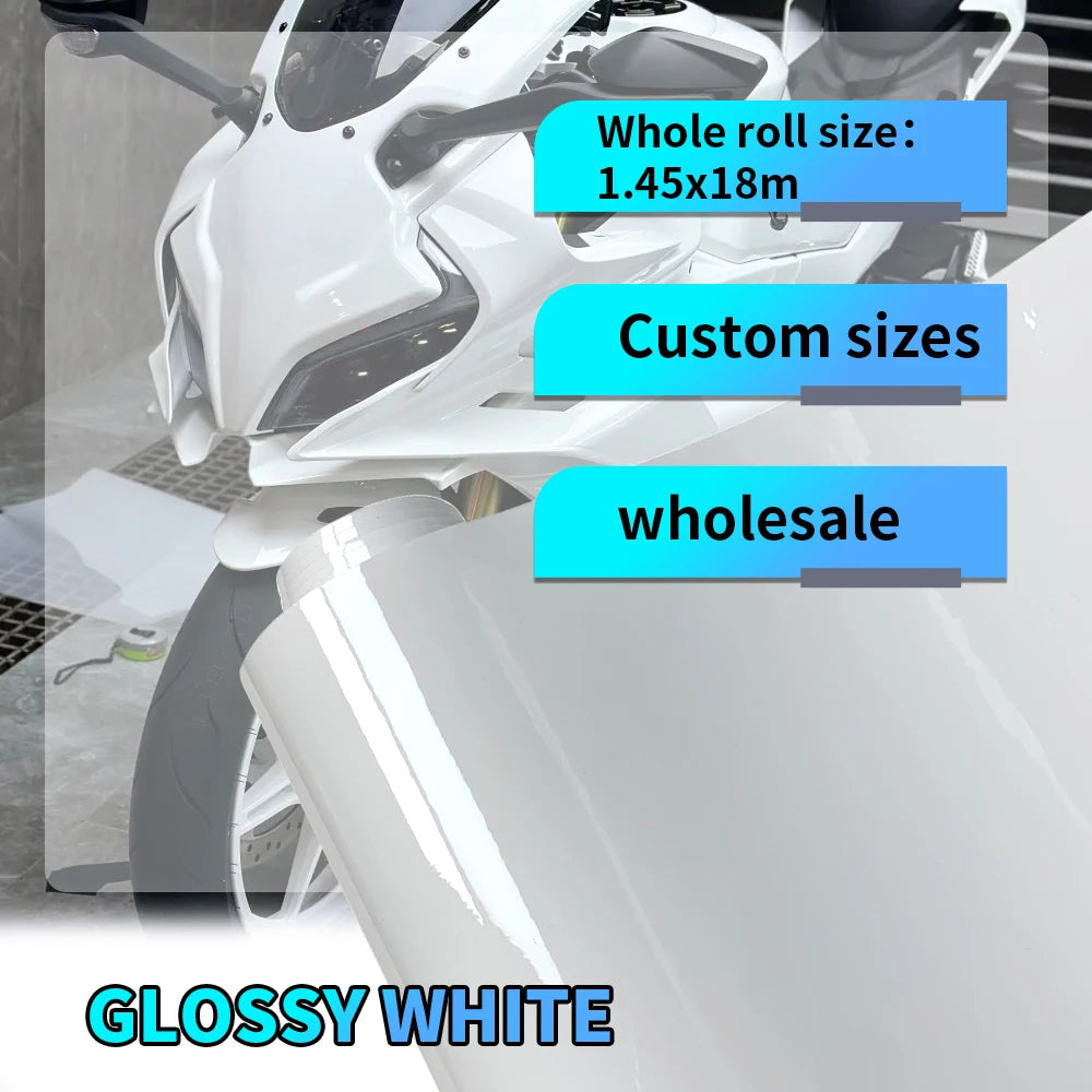 145cmx200cm Car Vinyl Wrap Hood Roof Cover for Car Tuning Accessories Custom Size Sticker Glossy White Auto Door Protective Film