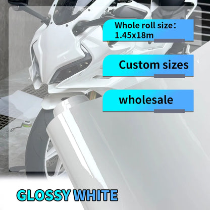 145cmx200cm Car Vinyl Wrap Hood Roof Cover for Car Tuning Accessories Custom Size Sticker Glossy White Auto Door Protective Film