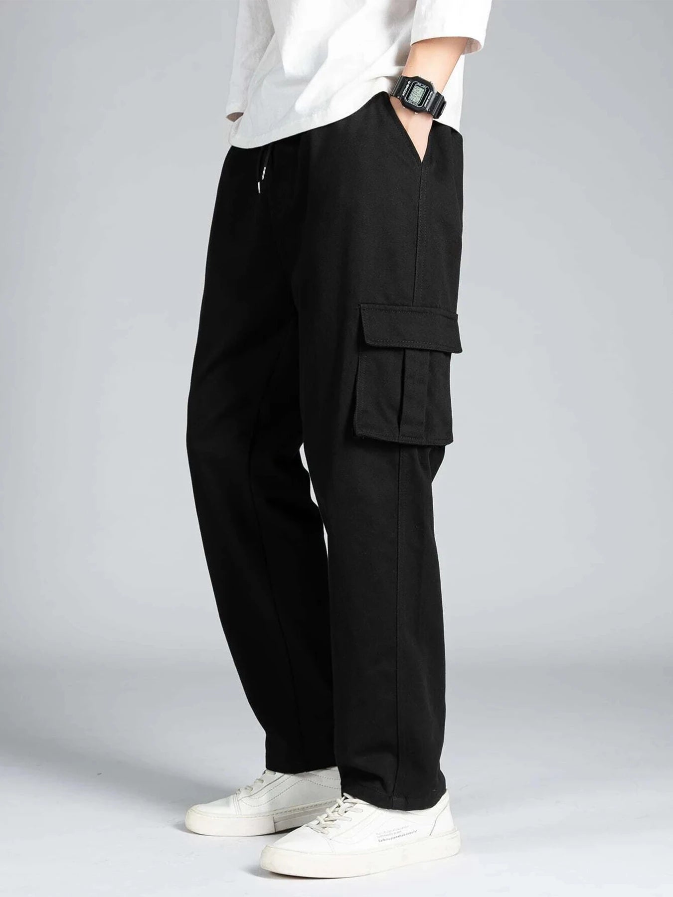 Men's Autumn Winter Workwear Casual Trousers Straight Loose Multi-Pocket Trendy Brand Long Pants Fashionable