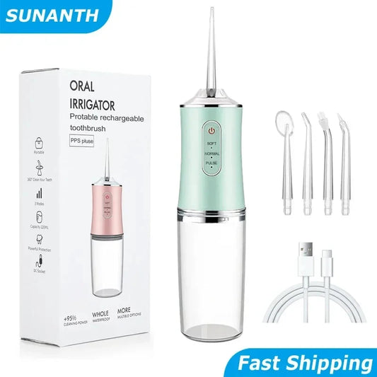 Cordless Water Flosser, Professional Portable Rechargeable Oral Irrigator IPX7 Waterproof with 3 Modes Teeth Cleaning Tool