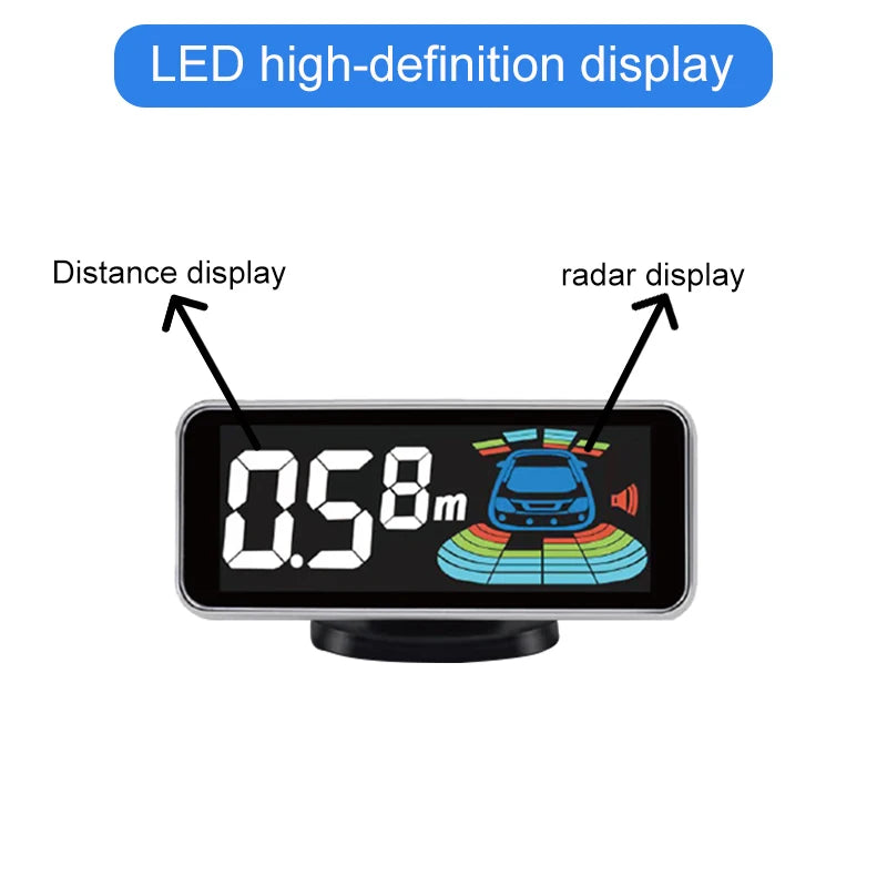 Backlight Multi Language Voice Broadcast LED Parking Display Reverse Radar Detector 4 Probes Universal Auto Safety Auxiliary Kit