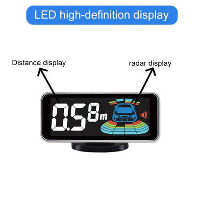 Backlight Multi Language Voice Broadcast LED Parking Display Reverse Radar Detector 4 Probes Universal Auto Safety Auxiliary Kit