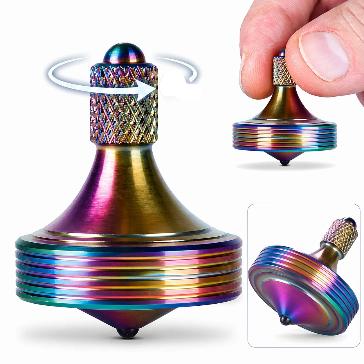 Precision Metal Rotating Top Stainless Steel High Durability Desktop Gyro EDC Toy Perfect Balance Easy to Use Time Killer
