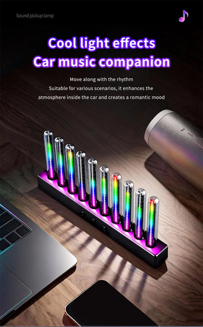 Sound Control Pickup Light Dynamic Gradient RGB Ambient Light Universal Car Air Vent Dashboard Ornament LED Interior Decor Light