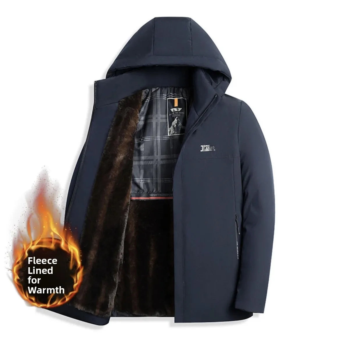 Thickened Fleece Winter Jacket Men's down Cotton Coat Detachable Hood Parka Dad Clothes Cotton Jacket Middle-aged Men Parka