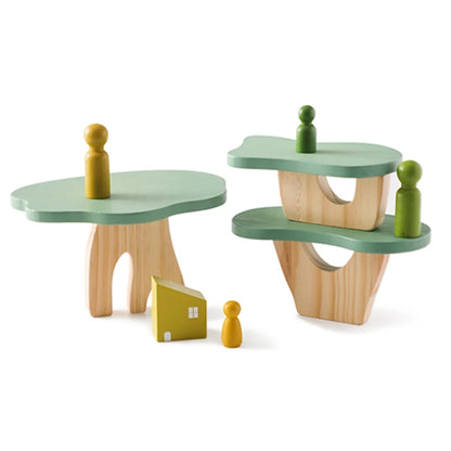Forest Building Blocks Wooden Montessori Toys Creative 3D Puzzle Scene Placement Game Baby Balance Toy Room Decoration Baby Gift