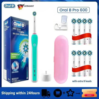 Oral B Electric Toothbrush Pro 4000 3D Action Daily Clean Teeth Visible Pressure Sensor 4 Modes Gum Cares Waterproof Rechargeabl