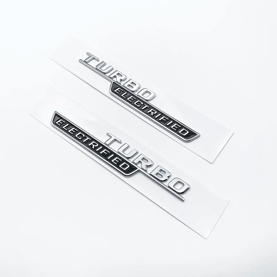 New Style TURBO ELECTRIFIED Letters Badge Car Tail Rear Trunk Tail Door Emblem Sticker For C43 Series