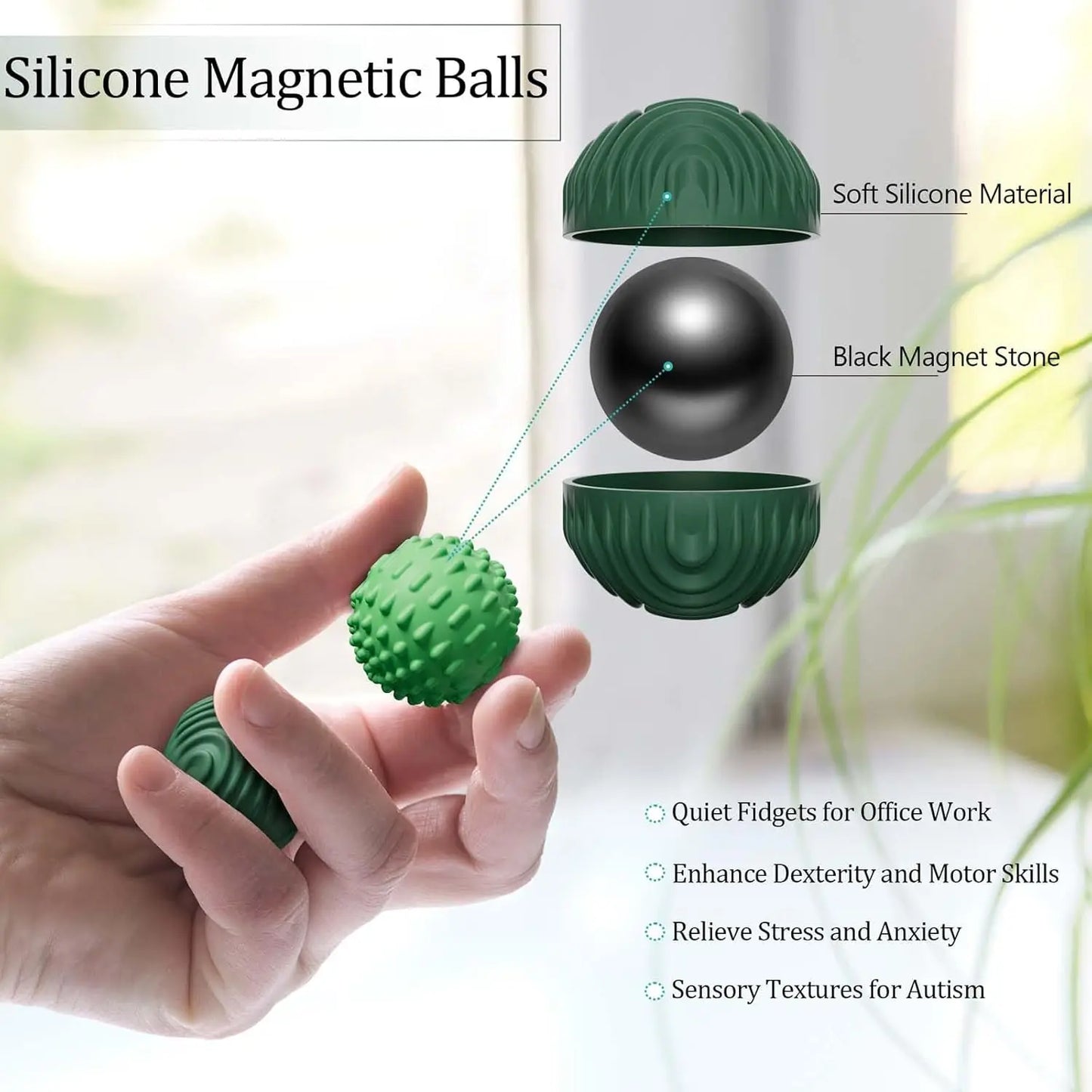 Sensory Silicone Magnetic Balls Stress Relief Finger Toys Fun Decompression Adult Fingertip toys fun toys for children