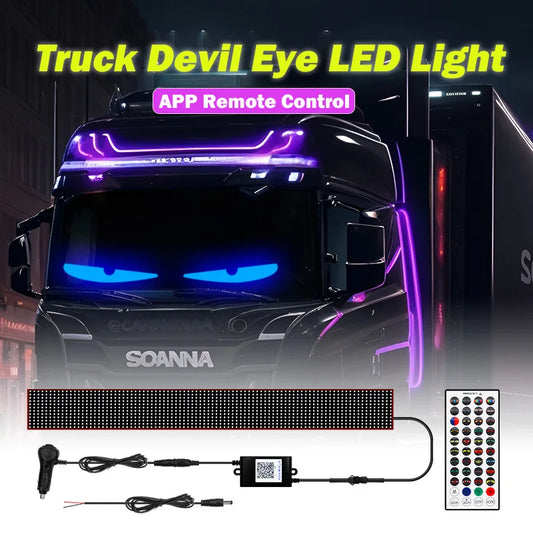 APP Remote Control Truck Devil Eye LED Pixel Panel Light 12-24V DIY Custom Text Lighting Scrolling Foldable For Board Windshield