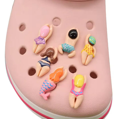 6-50pcs Resin Swimming & Sports Shoe Charm PVC Decorations Assorted Style Detachable Waterproof Suitable summer For Gift ideal