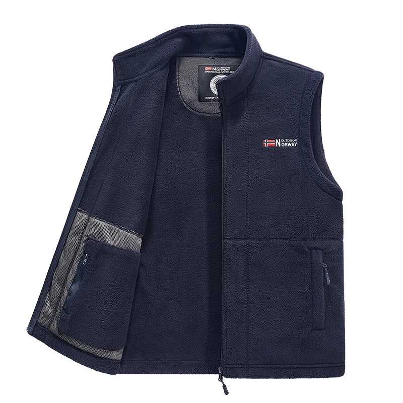 Outerwear Polar Fleece Vest Men Autumn Winter Solid Color Thicken Warm Vests Man Outdoor Casual Fashion Hiking Sportswear Male