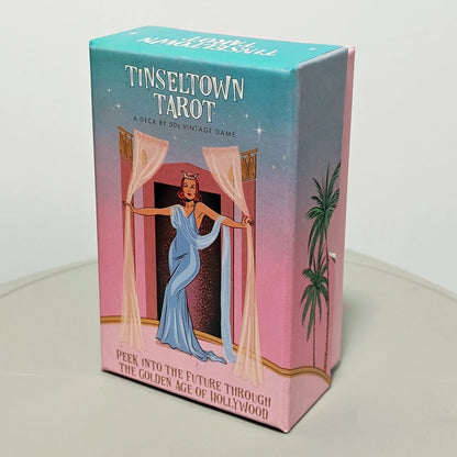 Tinseltown Tarot 12*7cm in Rigid Box Pink Vintage Hollywood Inspired Deck 78 Illustrated Cards