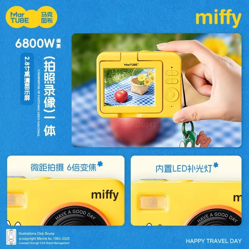 Miffy Martube Ccd Digital Camera 180 Flip Screen Mini Kids Camera Built-In Fill Light Filters Cute Anime Peripheral Girls Gifts