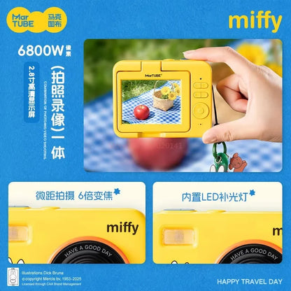 Miffy Martube Ccd Digital Camera 180 Flip Screen Mini Kids Camera Built-In Fill Light Filters Cute Anime Peripheral Girls Gifts