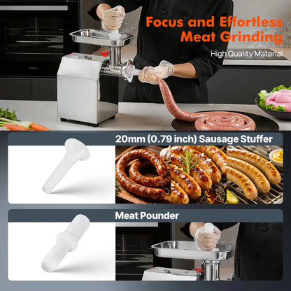 2200W 320KG/H Commercial Meat Grinder Mincer Sausage Filler Industrial Electric
