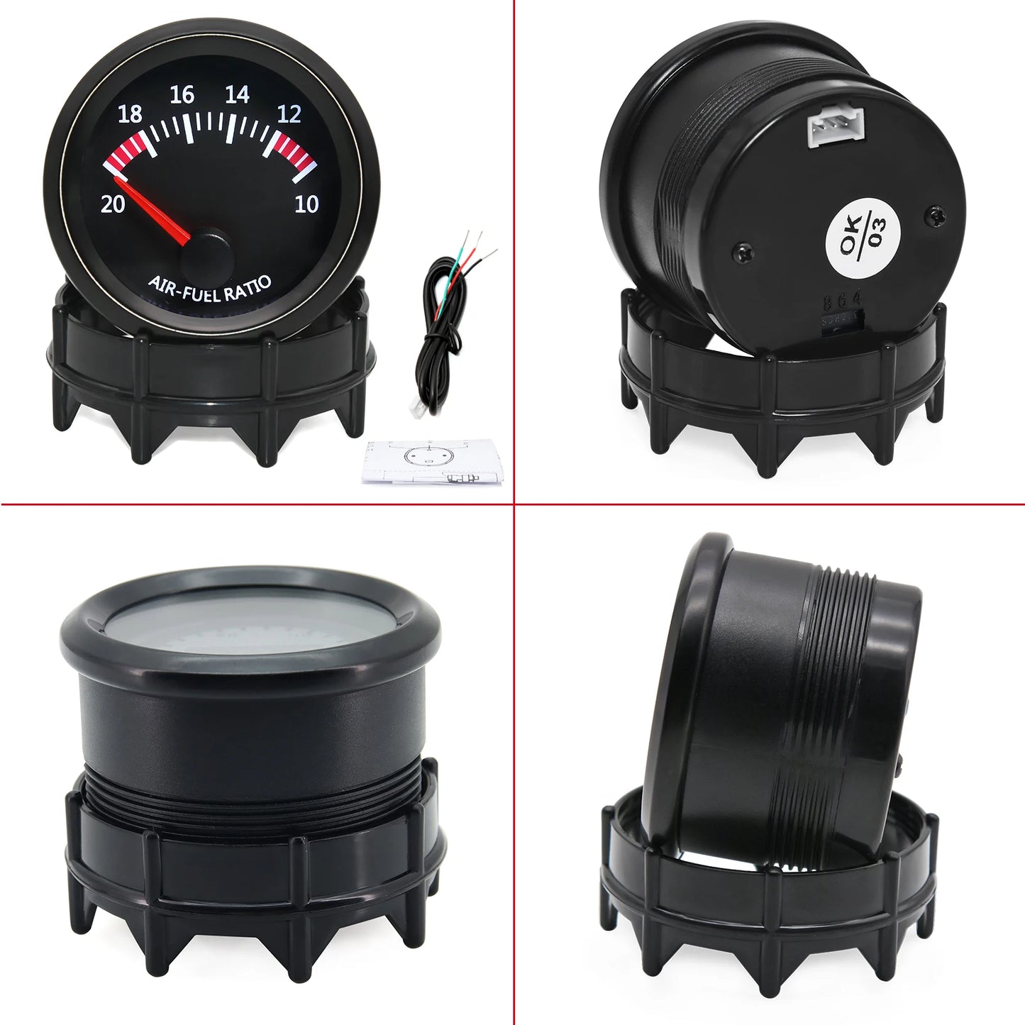 2'' 52mm Racing Car Indicator Water Temp Gauge Oil Temp Meter Voltmeter Oil Press Vacuum Boost Air Fuel Ratio EGT Instrument