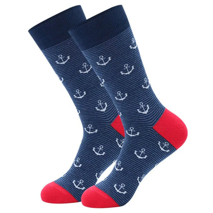 5Pairs Mens Fun Dress Socks, Pattern Funny Socks Pack, Colorful Striped Combed Cotton Novelty Socks，Cool Breathable Casual Socks