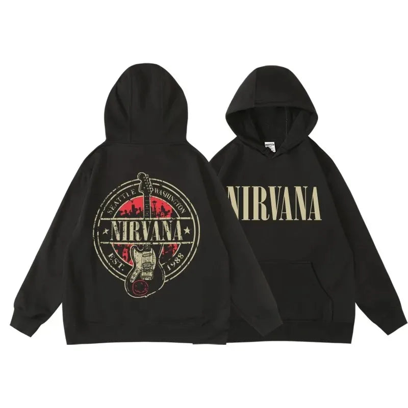 Classic Rock Band Nirvana Kurt Cobain Graphic Print Hoodie Men Women Loose Oversize Sweatshirt Streetwear Harajuku Wind Pullover