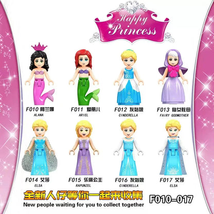Disney Princess Building Block Figures Set, Elsa, Belle, Ariel, DIY Toy for Girls, Perfect Collectible and Children's Gift