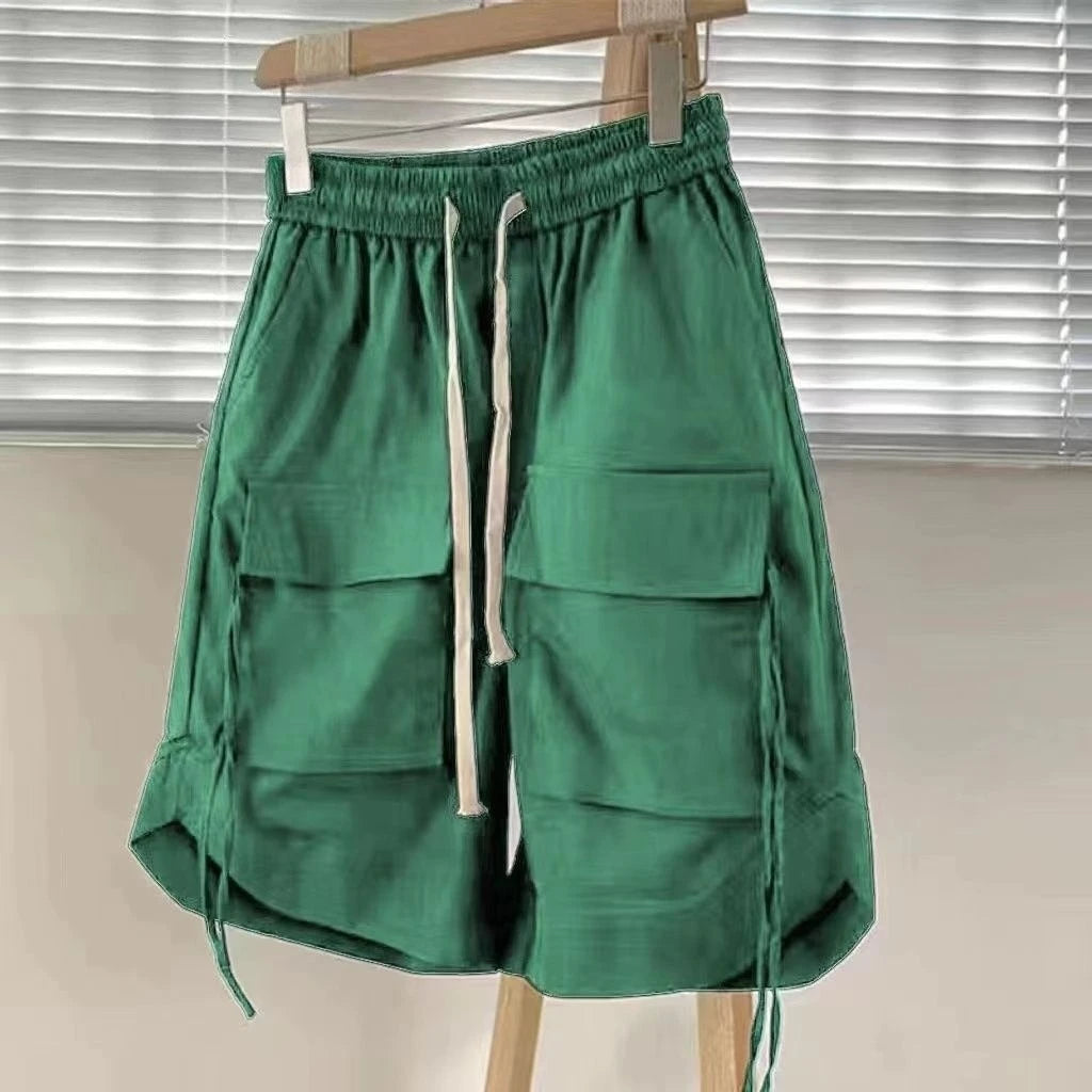 Men's Summer Casual Shorts Japanese City Boy Style Lightweight Workwear Loose Wide Leg Mid Length High Street Fashion