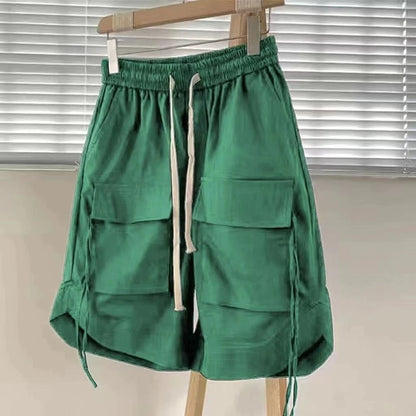 Men's Summer Casual Shorts Japanese City Boy Style Lightweight Workwear Loose Wide Leg Mid Length High Street Fashion