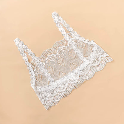 Low-Neck Lace Strap Vest Women's Sexy Backless Bralette Prevent Exposure Front Chest Back Design Short Length Casual Style
