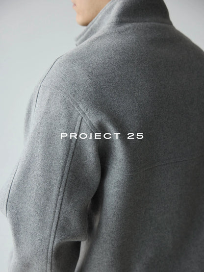 PROJECT 25 Wool Blend Tweed Jacket Men Short Wide Oversized Silhouette Quiet Luxury Casual Outerwear