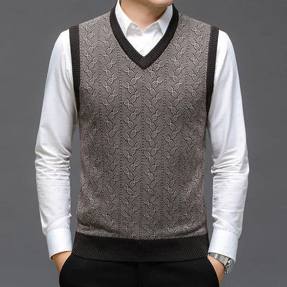 BROWON Brand Sweater Mens Clothes 2026 Autumn Wool Solid Color Knittes Sweater Vest Men Fashion Jacquard Thick Winter Clothing