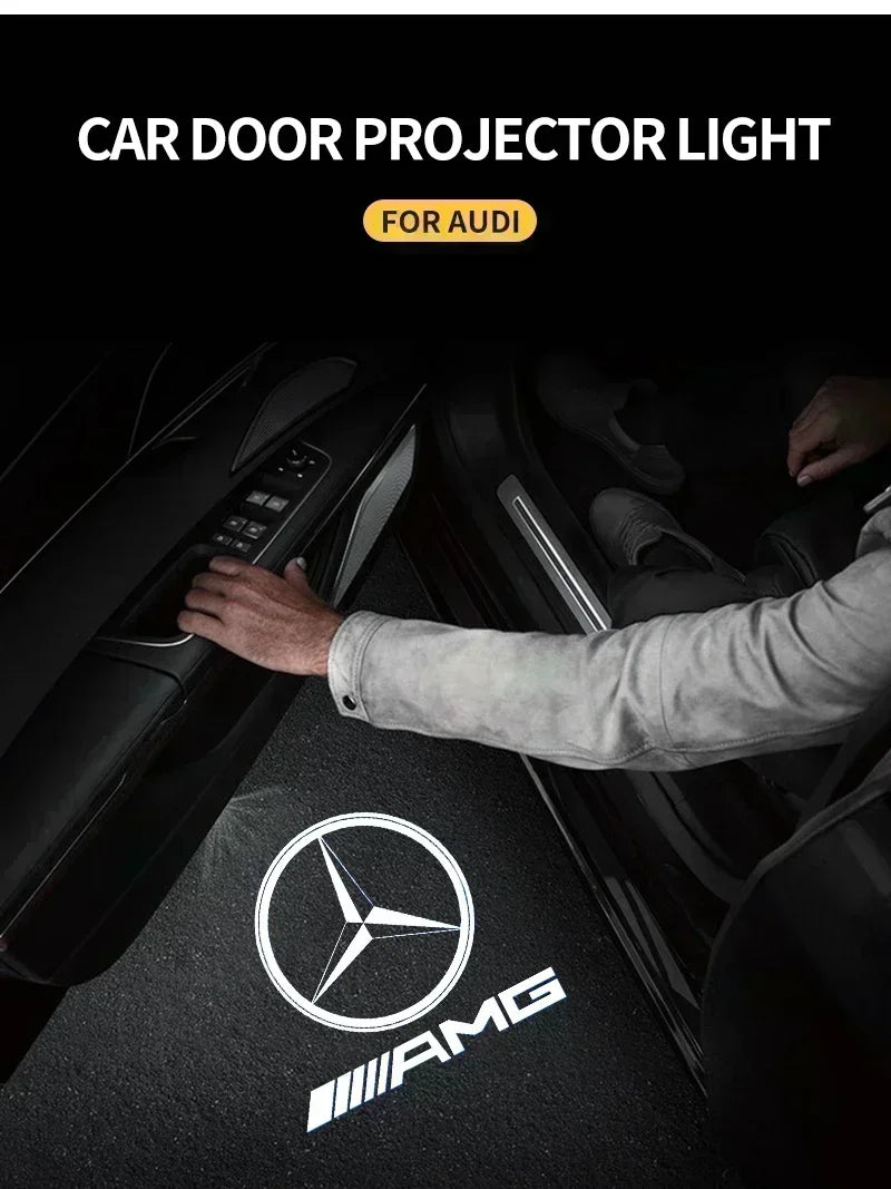 QQ 2pcs Car door welcome light logo Emblem Mercedes Benz AMG A C E GLC GLA GLE GLB Class W177 W205 W212 W213 X253 X156 W166 X247