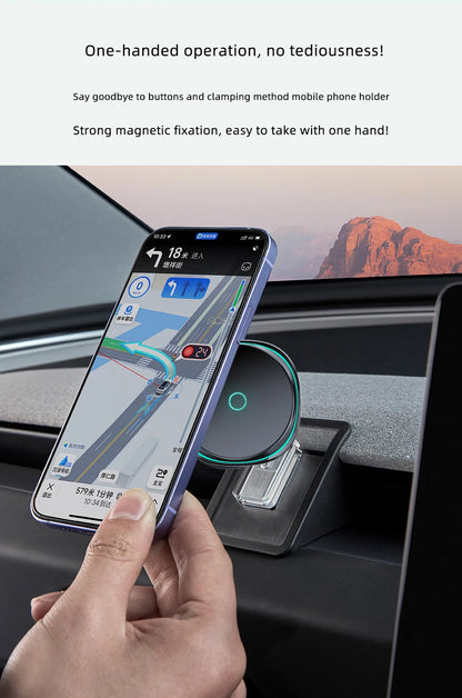 Car Phone Holder Mount for Tesla Model Y Junipe Model3 Highland Cold air low Temperature Charg Magnetic Car Phone Support Frame