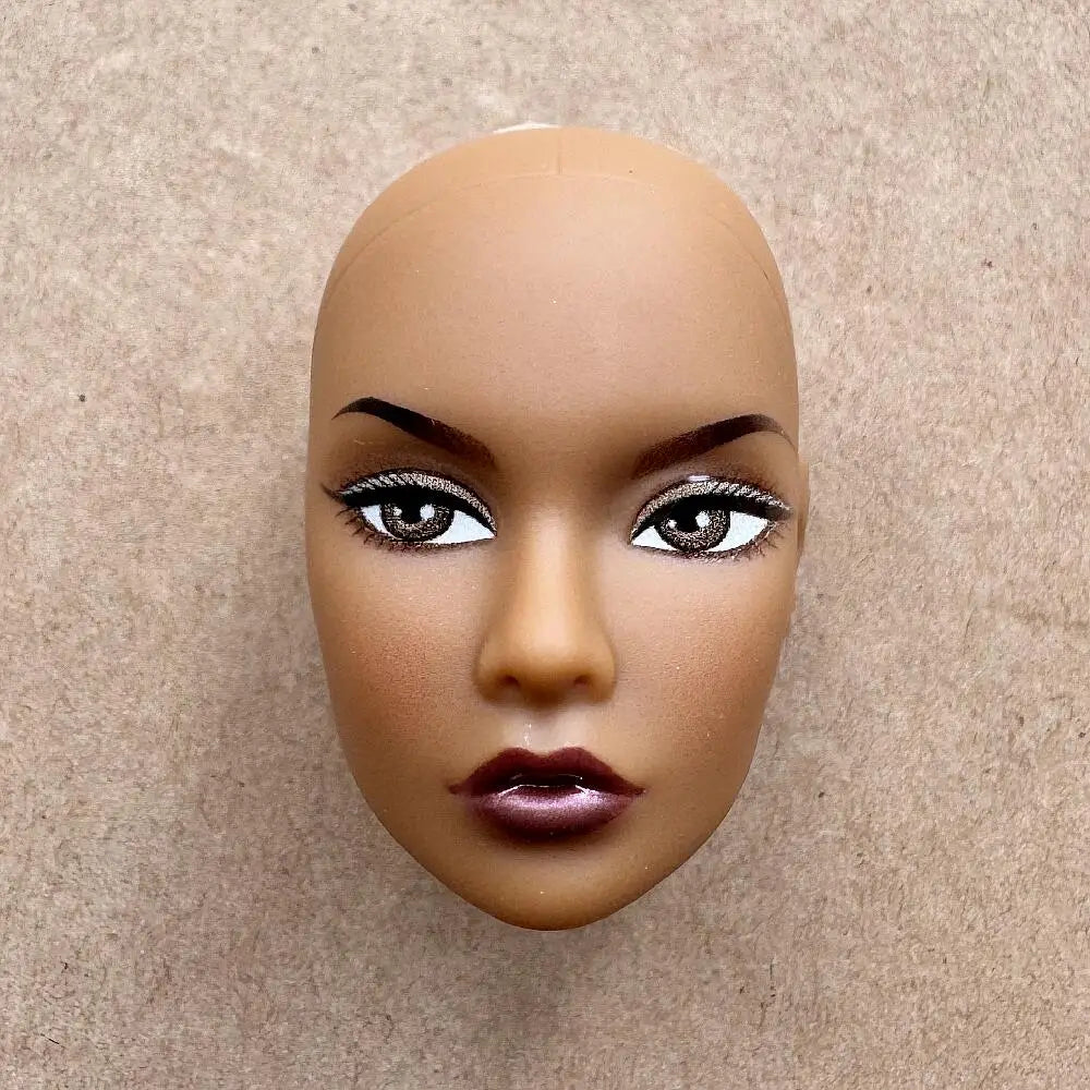 1/6 Scale Multi-jointed Fashion Doll Heads with Bangs Pony Tail Super White Beige Dark Brown Skin Tone PP Doll Figures for Colle