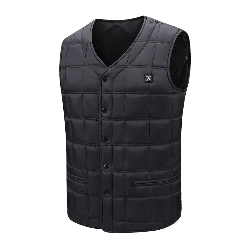 New Winter Fashion Versatile 5-Zone Intelligent Heating Vest For Men Outdoor Warmth USB Heating Waistcoat Coat (No Power Bank)