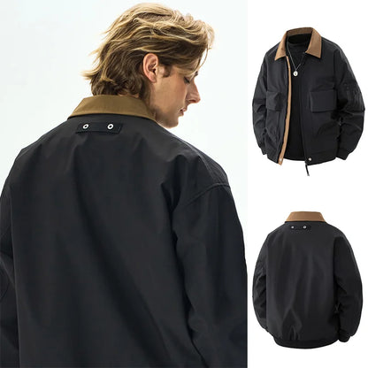 Men's Spring Casual Blazer Jacket Turn-Down Collar Stylish Versatile Office Wear Lightweight Coat Trendy Man Large Pocket Jacket