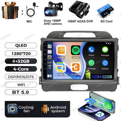 Car Radio Android 15 For KIA Sportage 2010 2011 2012 2013 2014 2015 2016 5G WIFI Qualcomm Navigation DSP Stereo Multimedia GPS