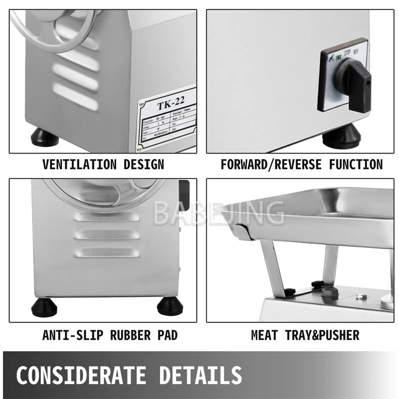 BABEJING Commercial Industrial Meat Grinder, Electric Multifunctional Meat Grinder, Stainless Steel Food Chopper