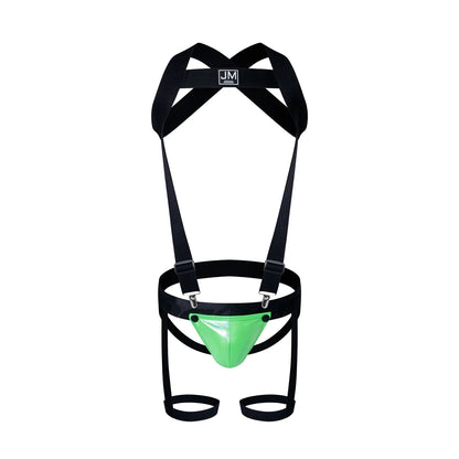 Detachable Split-type Sets Mens Strap Harness Bodysuit Black Leather Men Sexy G String Thong Jockstrap Leg Bondage Gay Underwear